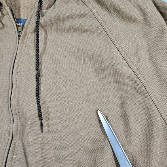 Vintage Red Kap Canvas Jacket Mens Large Hooded Full Zip Workwear Brown Tan Duck - Picture 5 of 13